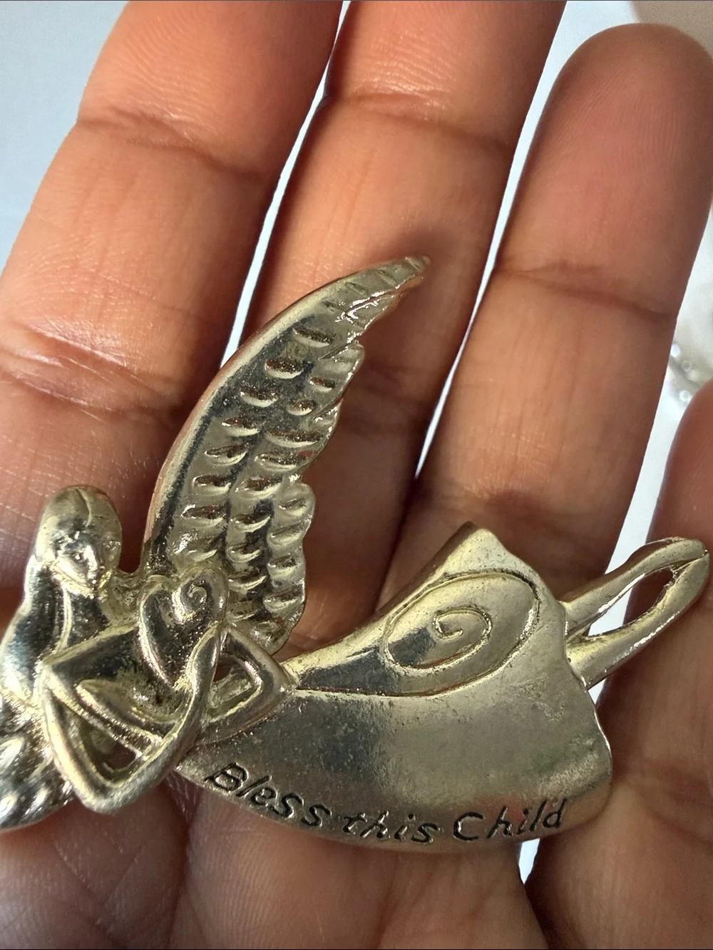 “Bless this Child” Angel Brooch